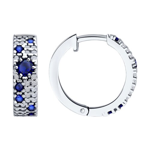 Серьги SOKOLOV - Серебро 925, Синтетический сапфир , Фианит (арт. 88020084)