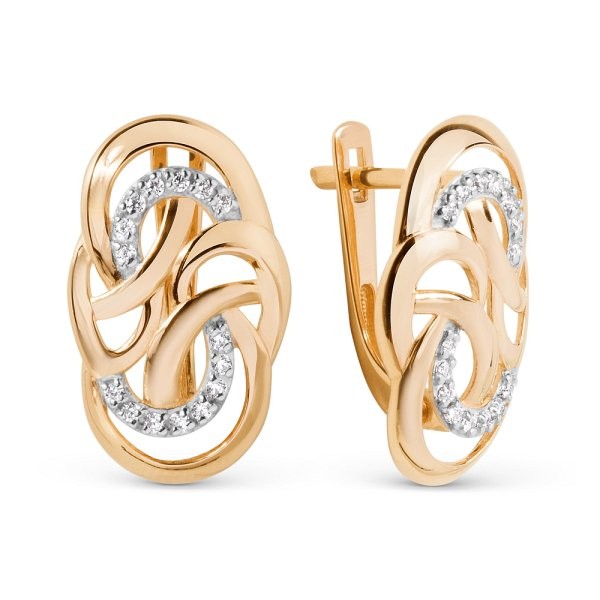 Серьги ЮФ Династия - Золото 585, Фианит (арт. 020202-1102)