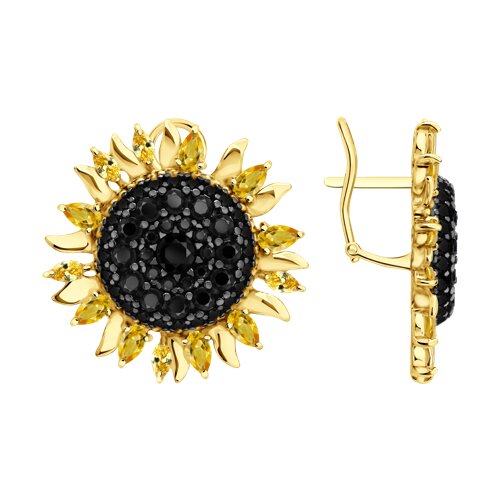 Серьги Diamant - Серебро 925, Фианит, Цитрин (арт. 93-320-00213-1)