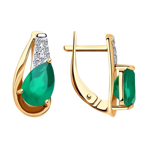 Серьги Diamant - Золото 585, Агат, Фианит (арт. 51-320-00149-1)
