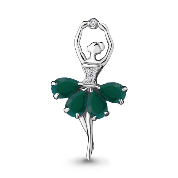 Брошь Аквамарин - Серебро 925, Агат, Фианит (арт. 7263309А.5)