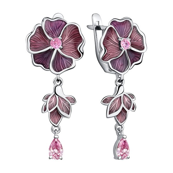 Серьги Talant - Серебро 925, Фианит, Эмаль (арт. 14-79-000R-17125)