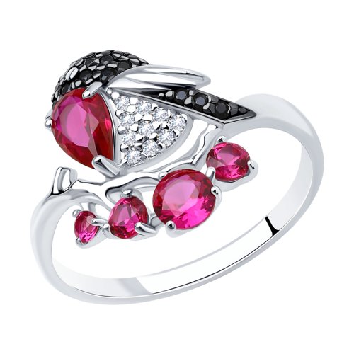 Кольцо SOKOLOV - Серебро 925, Синтетический рубин, Фианит (арт. 94012493)