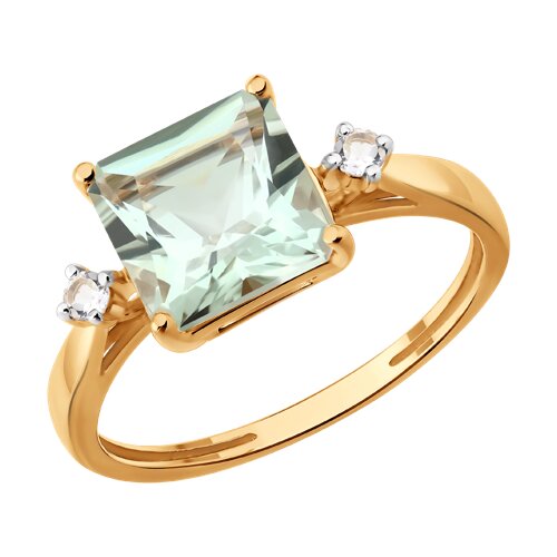 Кольцо SOKOLOV - Золото 585, Горный хрусталь, Празиолит (арт. 717389)