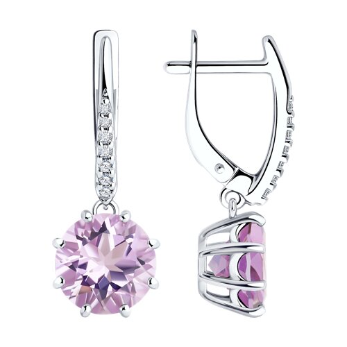 Серьги Diamant - Серебро 925, Аметист, Фианит (арт. 94-321-02040-2)