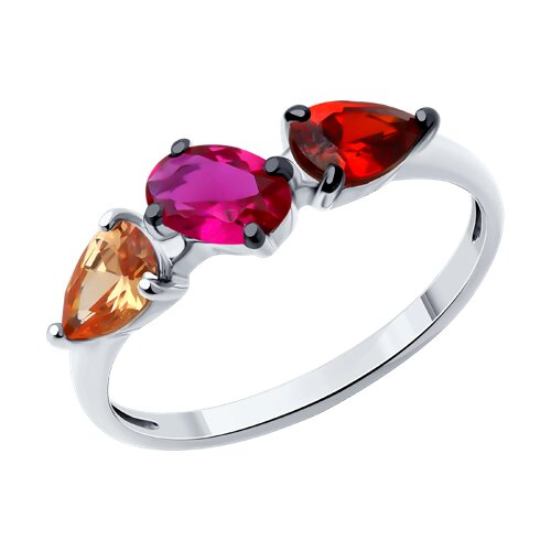 Кольцо SOKOLOV - Серебро 925, Синтетический рубин, Фианит (арт. 94014135)