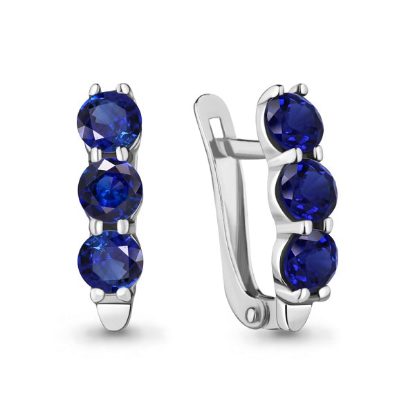 Серьги Аквамарин - Серебро 925, Синтетический сапфир (арт. 47455Н.5)