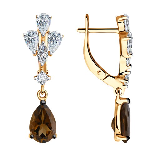 Серьги SOKOLOV - Серебро 925, Раухтопаз, Фианит (арт. 92022888)