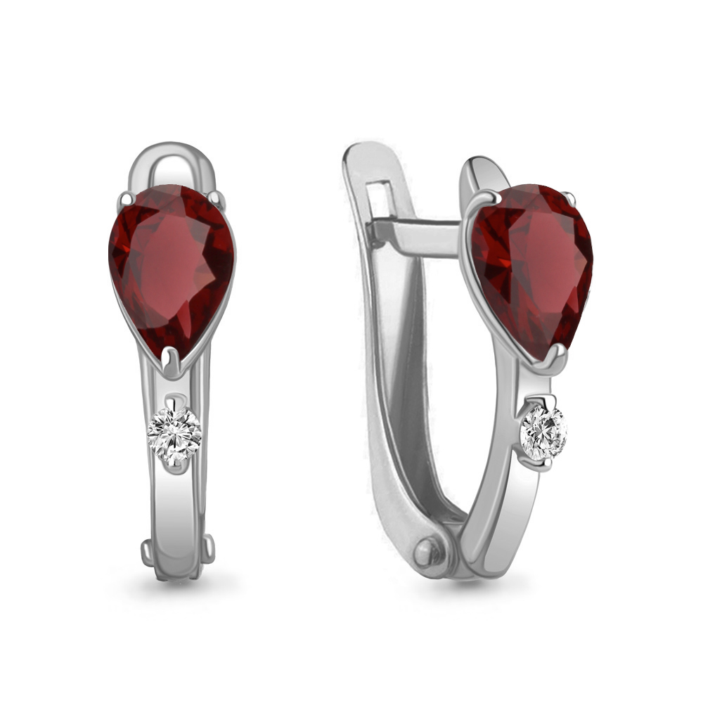 Серьги Аквамарин - Серебро 925, Гранат, Фианит (арт. 4794103.5)