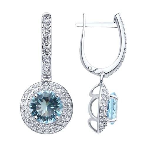 Серьги SOKOLOV - Золото 585, Топаз, Фианит (арт. 728917-3)