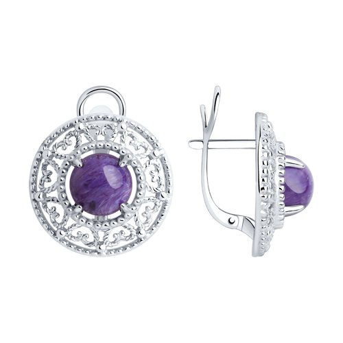 Серьги Diamant - Серебро 925, Чароит (арт. 94-320-00839-1)