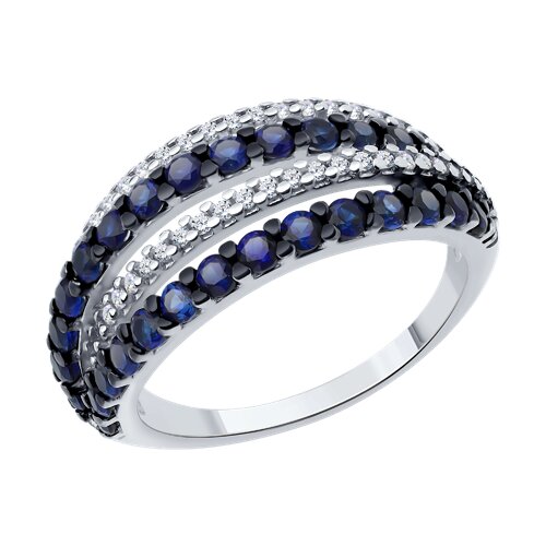 Кольцо SOKOLOV - Серебро 925, Синтетический сапфир , Фианит (арт. 88010077)