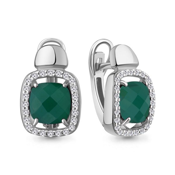 Серьги Аквамарин - Серебро 925, Агат, Фианит (арт. 45009909А.5)