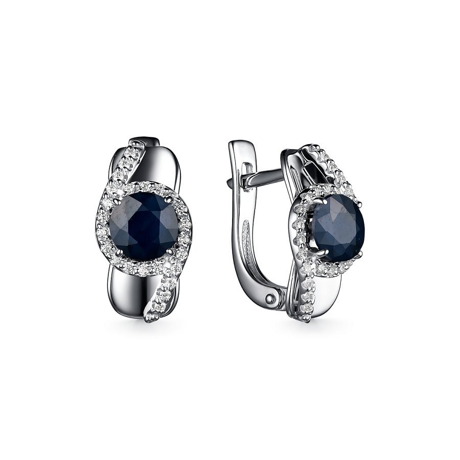 Серьги Дар - Серебро 925, Сапфир, Фианит (арт. С-5069рс110800)