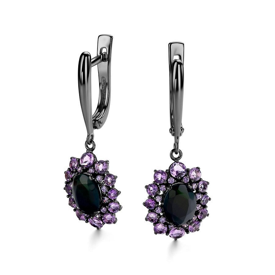 Серьги Дар - Серебро 925, Аметист, Опал (арт. С-5166чрс11716401277)