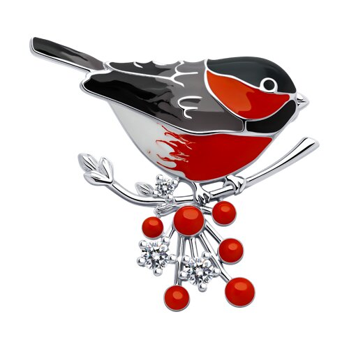 Брошь SOKOLOV - Серебро 925, Фианит, Эмаль (арт. 94040278)