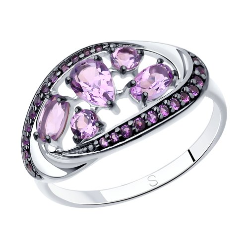Кольцо SOKOLOV - Серебро 925, Аметист, Фианит (арт. 92011341)