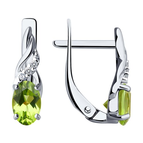 Серьги Diamant - Серебро 925, Фианит, Хризолит (арт. 94-320-00177-2)