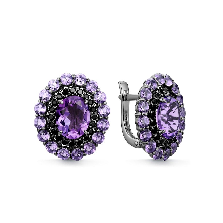Серьги Дар - Серебро 925, Аметист, Шпинель (арт. С-5300чрс40116)