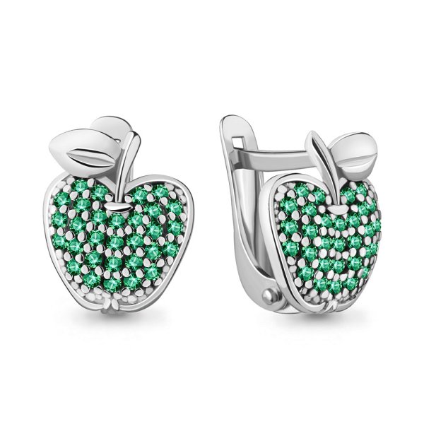 Серьги Аквамарин - Серебро 925, Синтетический изумруд (арт. 42570Г.5)