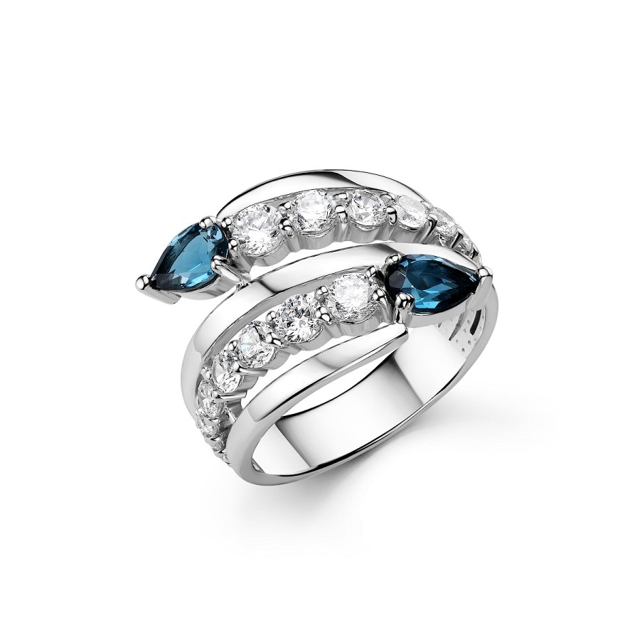 Кольцо Дар - Серебро 925, Топаз лондон, Фианит (арт. К-5239рс41100)