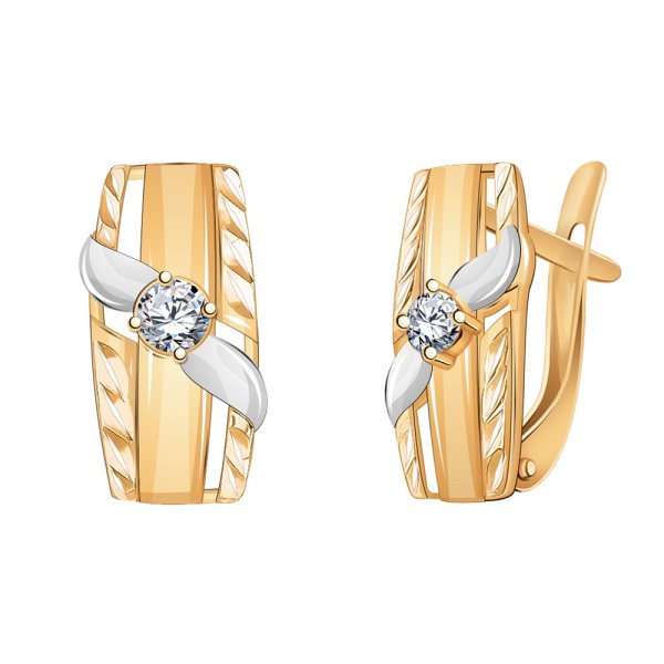 Серьги Атолл - Золото 585, Фианит (арт. 20677а)
