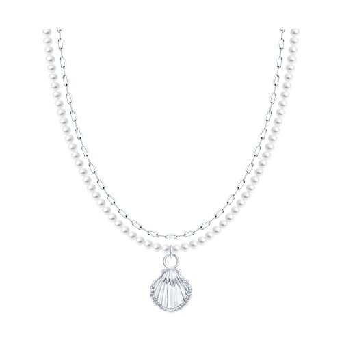 Колье SOKOLOV - Серебро 925, Жемчуг имитация, Фианит (арт. 94071335)