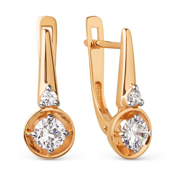 Серьги ЮФ Династия - Золото 585, Фианит (арт. 027812-1102)