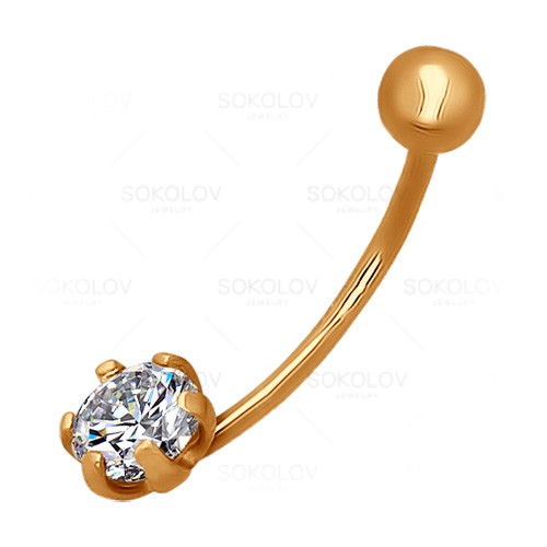 Пирсинг SOKOLOV - Золото 585, Фианит (арт. 060139)