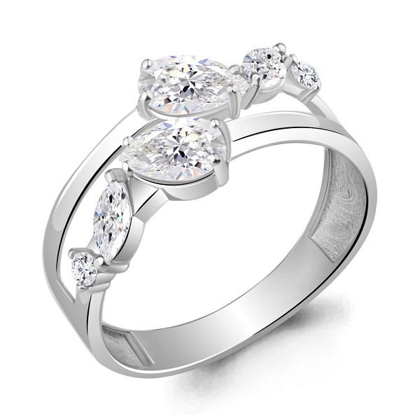 Кольцо Аквамарин - Серебро 925, Фианит (арт. 67218А.5)