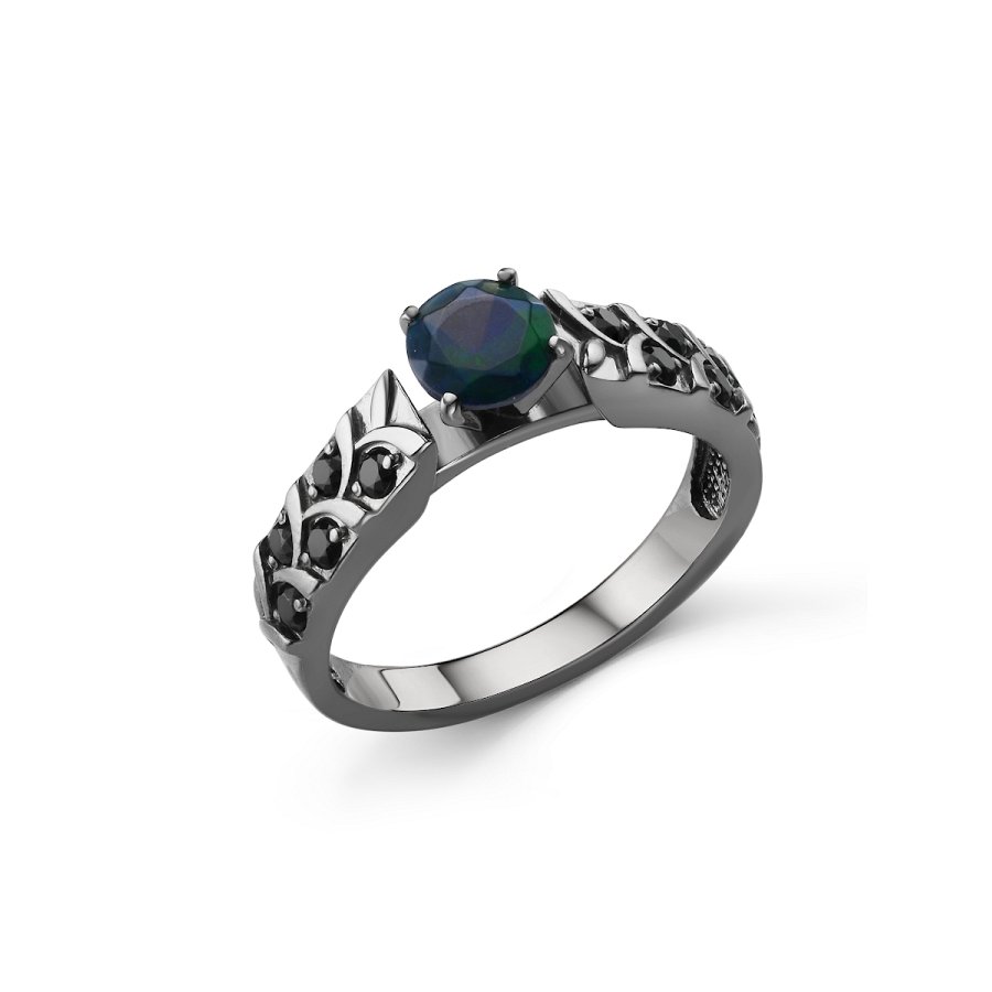 Кольцо Дар - Серебро 925, Опал, Фианит (арт. К-5143чрс11716216)