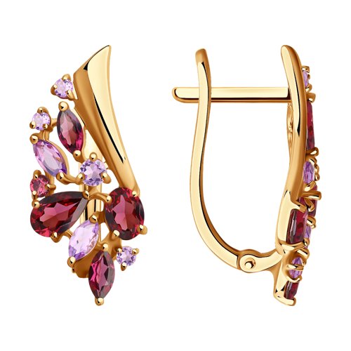 Серьги SOKOLOV - Золото 375, Аметист, Родолит (арт. 37724498)