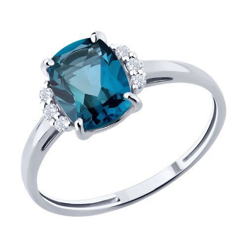 Кольцо SOKOLOV - Золото 585, Топаз лондон, Фианит (арт. 717184-3)