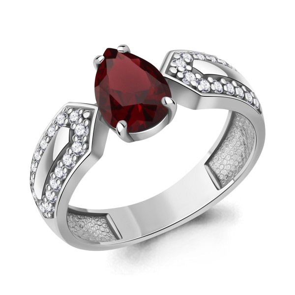 Кольцо Аквамарин - Серебро 925, Гранат, Фианит (арт. 65021503А.5)