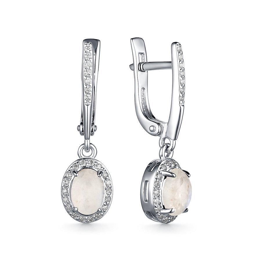 Серьги Дар - Серебро 925, Лунный камень, Фианит (арт. С-3803рк43600)