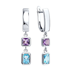 Серьги Diamant - Серебро 925, Аметист, Топаз (арт. 94-321-01769-2)