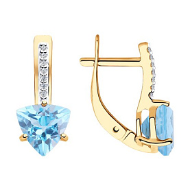 Серьги Diamant - Золото 585, Топаз, Фианит (арт. 51-320-00291-1)