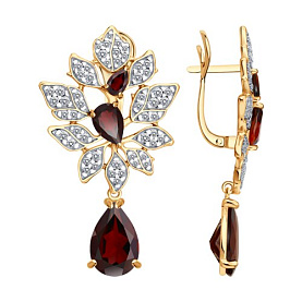 Серьги Diamant - Серебро 925, Гранат, Фианит (арт. 93-320-00855-1)