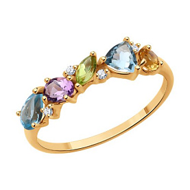 Кольцо Diamant - Золото 585, Аметист, Топаз, Фианит, Хризолит, Цитрин (арт. 51-310-02408-1)