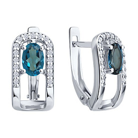 Серьги SOKOLOV - Серебро 925, Топаз лондон, Фианит (арт. 92025335)