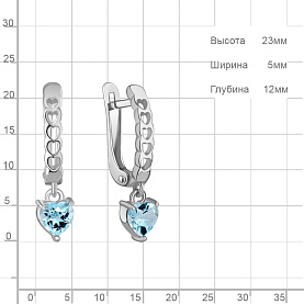 Серьги Аквамарин - Серебро 925, Топаз (арт. 45015802.5)