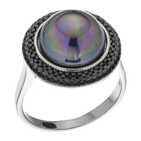 Кольцо Мастер Клио - Серебро 925, Жемчуг синтетический, Фианит (арт. 24К158361)