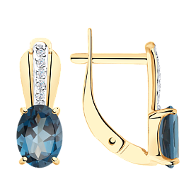Серьги SOKOLOV - Золото 375, Топаз лондон, Фианит (арт. 37725845)