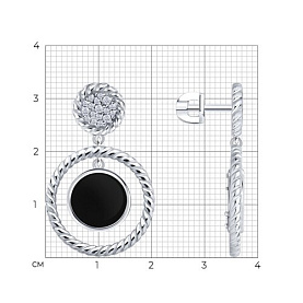 Серьги Diamant - Серебро 925, Агат, Фианит (арт. 94-322-02283-1)