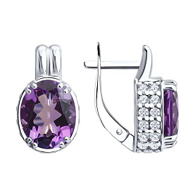 Серьги SOKOLOV - Серебро 925, Фианит, Аметист (арт. 92023263)