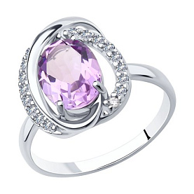 Кольцо SOKOLOV - Серебро 925, Аметист, Фианит (арт. 92011940)