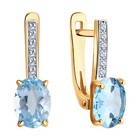 Серьги SOKOLOV - Золото 585, Топаз, Фианит (арт. 727971)