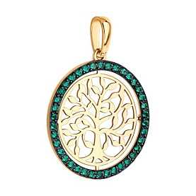 Подвеска SOKOLOV - Золото 585, Синтетический изумруд (арт. 732866)