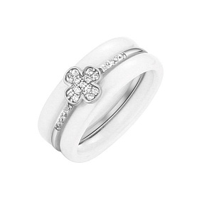 Кольцо FRESH - Серебро 925, Керамика, Фианит (арт. TC-R00134-W-W-X-X-W)