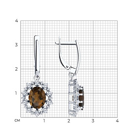 Серьги Diamant - Серебро 925, Раухтопаз, Фианит (арт. 94-321-02042-4)